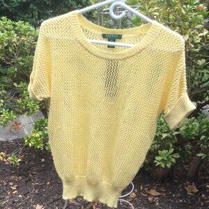 Ralph Lauren Yellow Flip Up Raglan Short Sleeve Top